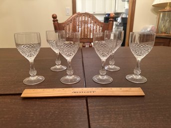 Set Of 6 Luminarc Crystal Cordial Wine Glasses 6oz Excellent