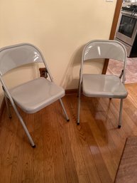 Set Of 2 Silver Grey Folding Chairs