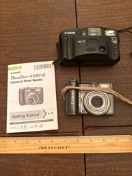 Lot Of 2 Canon Cameras Sure Shot Owl And Powershot A590