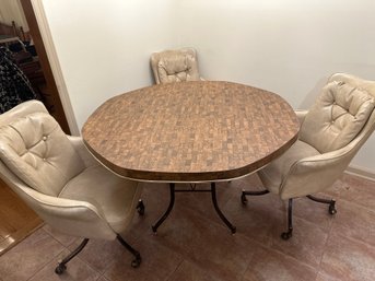 48 Inch Kitchen Table With 3 Swivel Rolling Chairs Great Project Upcycle