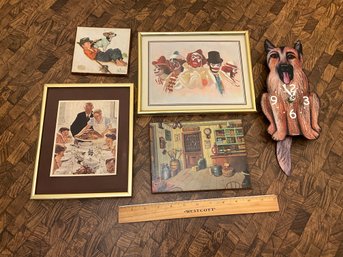 Lot Of Vintage Wall Art And Clock