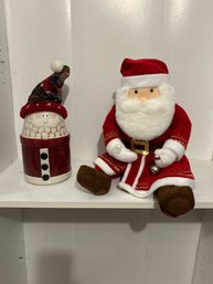 Plush Santa And Santa Cookie Jar  Both 12 Inches