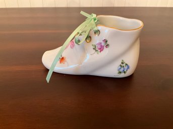 Vintage Herend Hungary Rothschild Floral Baby Bootie Shoe