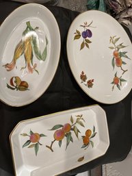 Royal Worcester Evesham 12in Oval  14in Rectangle And 15x12 Oval Platter Freezer To Oven Baking Serving Pieces