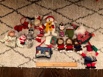 Lot Of Assorted Vintage Plush Christmas Ornaments