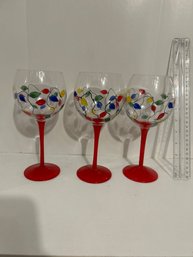 Lot Of 3 8 1/2 Inch Water Goblets Celebration By Home