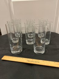 Set Of 8 Highball Drinking Glasses Heavy Base 6.5 In Tall Cocktail Bar Glasses