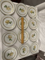 VINTAGE SET OF 12 THOMAS CHINA GERMANY MARSHALL NIEL PATTERN 7422 YELLOW ROSE DESSERT BREAD BUTTER PLATES