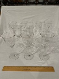 Set Of 10 Gorham Crystal Laurin Gold 7.25in Wine Glasses Excellent Stamped Gorham