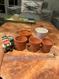 Lot Of Small Clay And Ceramic Planter Pots