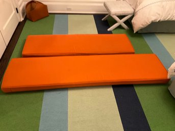 2 Large 4 Inch Orange Bench Cushions