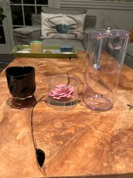 Glass Candle Holder  Plastic Pitcher 9 Inch And Venus Et Fleur Air Freshener