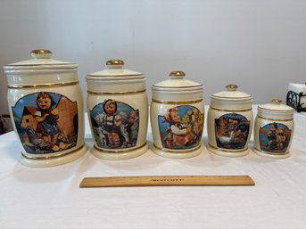 Vintage Hummel Ceramic Kitchen 5 Piece Canister Collection