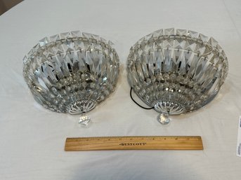 Set Of 2 Schonbek Silver With Clear Heritage Crystal Wall Sconces