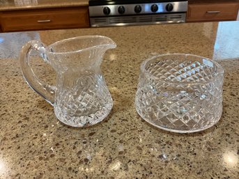 Vintage Waterford Crystal Alana Cream And Open Sugar Bowl