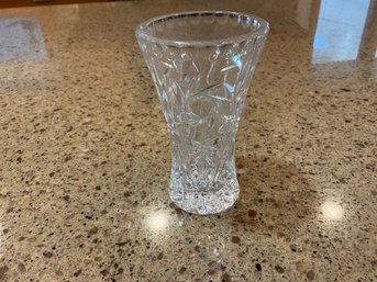 Vintage Lenox Crystal Star 4 Inch Vase With Star & Fan Pattern And Thumbprint Edge