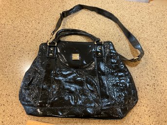 Simply Vera Wang Patent Leather Extra Large Black Purse Shoulder Bag Detachable Strap
