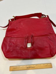Dooney & Bourke DILLEN Leather Double Pocket Sac Large Zip Sac Hobo Purse Handbag Red