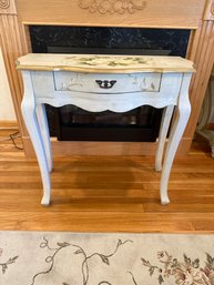 VINTAGE SHABBY CHIC ROMANTIC YELLOW ROSES ACCENT ENTRYWAY TABLE WITH ONE DRAWER