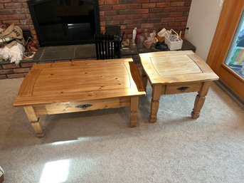 Pier One Imports Wooden Tables Big Table Is 18x44x27 Small Table Is 21x 24 1/2x 24 Nice Set