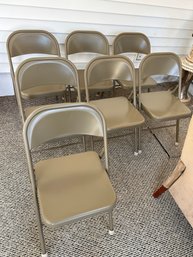 Lot Of 7 Folding Metal Chairs In Excellent Condition No Rust Always Need Extra Chairs