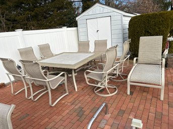 Tropitone Outdoor Patio Set Includes 6 Chairs Two Swivel Rocking Chairs, Double Rocking Chair