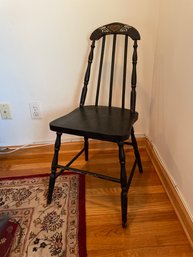 Vintage Black Child's Wooden Hand Painted Chair