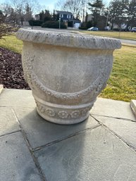 20 Inch High By 23 Inch Round Heavy Cement Planter Great Condition Would Go Great With The Yard