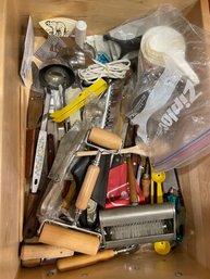 Kitchen Drawer Lot Pastry Roller, Ladles, Knives, Crumb Butler, Peeler And More See All Photos