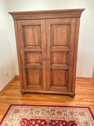 Beautiful Ethan Allen TV Armoire And Desk With Retractable Shelves And Keyboard Drawer