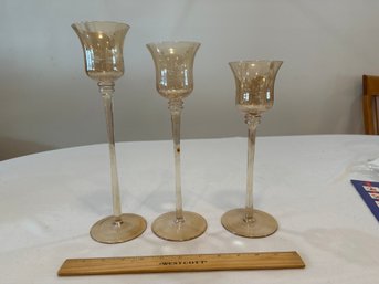 Lot Of 3 Vintage Votive Candle Glass Holders