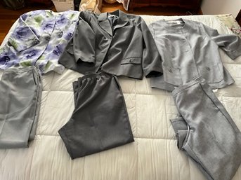 Lot Of 3 Ladies Alfred Dunner Pants Suits Dress Coats And Pants Size 16 And 18