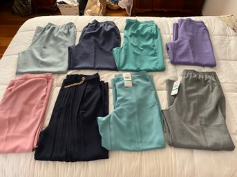 Lot Of 8 Pull On Pants Ladies Dress Pants Size 16 Some New With Tags