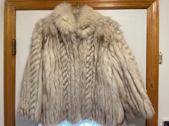 Ladies Medium Saga Fox Fur Coat Monogrammed, Front Hooks