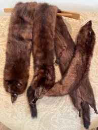 Vintage 3 Complete Minks Fur Stole Wrap