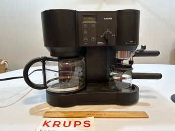Krups 867 Cafe Bistro 4 Cup Espresso Machine And 10 Cup Coffee Maker Combo Works Looks Barely Used