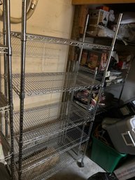 Lot Of 2 74 Inch By35 1/2 Inch By 18 Wide Steel Rolling Racks Great Condition Adjustable Good Garage Shelves