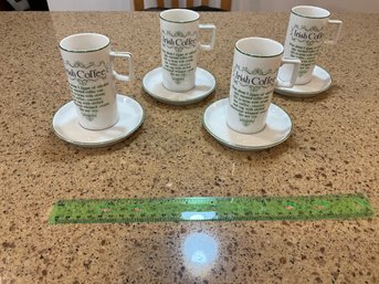 Vintage Irish Coffee Cups & Saucers With Recipe