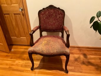 French Louis XV Style Carved Floral Arm Chair