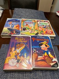 Lot Of 5 Walt Disney Classic VHS Tapes In Original Cases Great Lot To Add To Your Collection