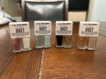 Lot Of 4 L.A Colors Nail Duet Polish And Glitter Great For Kids Or Adults