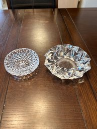 Set Of 2 Heavy Glass Ash Trays Or Candy Dish Vintage