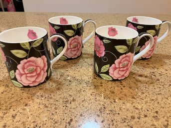 4 Staffordshire Rose Gardens Teacups Mugs