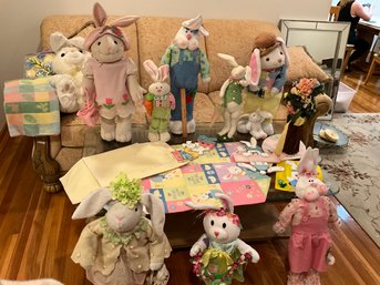 Lot Of Easter Bunnies And More Easter Decor Table Runners Tablecloth Large Bunnies Ans More