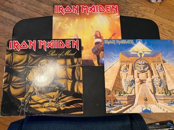 3 X Iron Maiden Vintage Vinyl Record Albums Piece Of Mind 1983 Powerslave 1984 Running Free 1985