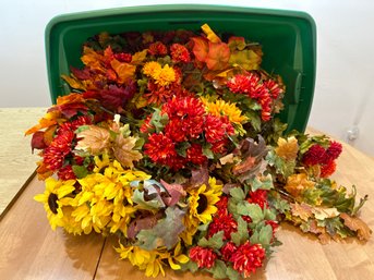 Huge Lot Bin Full Of Fall Faux Foliage And Flowers See Photos