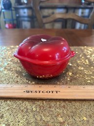 Le Creuset 2.25 Qt Tomato Cocotte Enamel Cast Iron Dutch Oven Pot Baker Dish Red Chipped Top