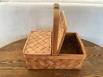 Woven Top Open Picnic Basket With Handles