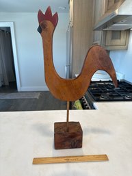 Vintage 23 Inch Woody Underwood Hand Crafted Wooden Rooster Farmhouse Decor