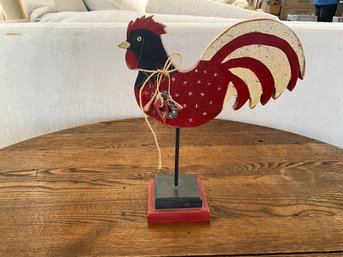 Rustic Wooden Folk Art Rooster Patriotic Design American Flag Colors Red White & Blue Poppa Bobba 1996